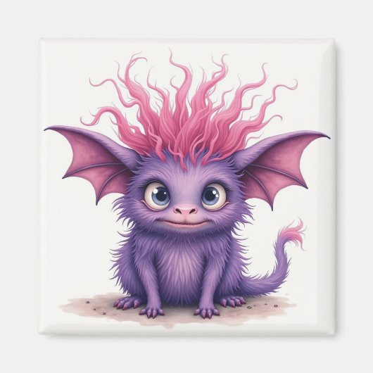Aimant Petit Monstre mignon et rose (Devant)