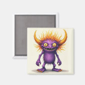 Aimant Petit monstre pourpre et jaune (Recto/Verso)