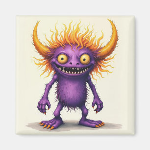 Aimant Petit monstre pourpre et jaune