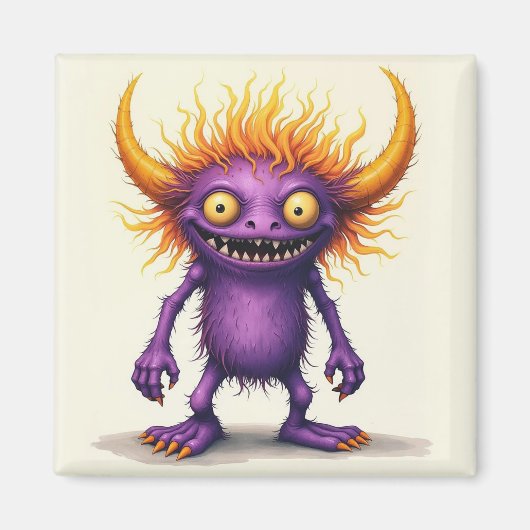 Aimant Petit monstre pourpre et jaune (Devant)