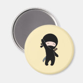 Aimant Petit ninja heureux sur fond jaune (Recto/Verso)