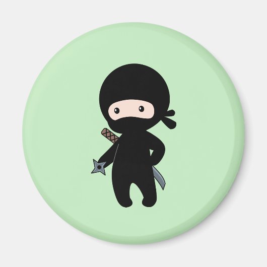 Aimant Petit ninja tenant une étoile de lancer sur fond v (Devant)
