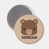 Aimant Petit ours Brown mignon avec nom personnalisé (Recto/Verso)