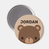 Aimant Petit ours Brown mignon avec nom personnalisé (Recto/Verso)