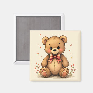 Aimant Petit ours brun mignon adorable avec cravate