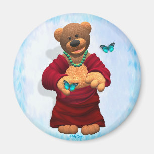 Aimant Petit ours de Bouddha avec des papillons
