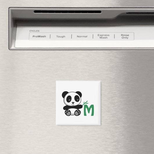 Aimant Petit panda mignon avec Monogramme à bâtonnet de b (In Situ (Lave-vaisselle))