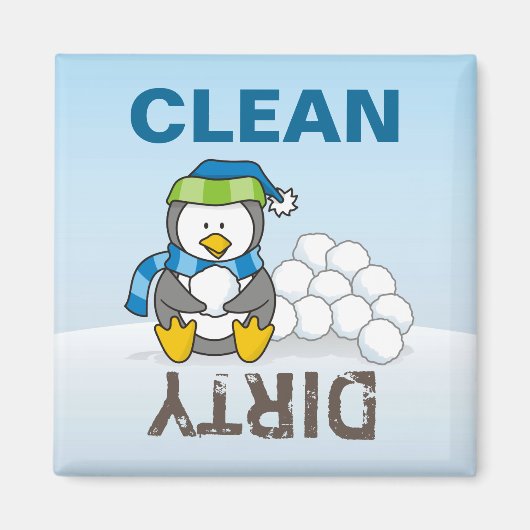 Aimant Petit pingouin assis avec des boules de neige (Devant)
