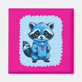Aimant Petit Raccoon dans l'aimant bleu (Devant)
