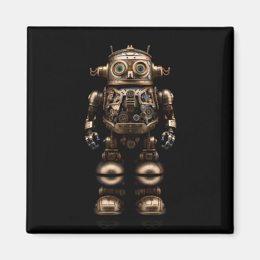 Aimant Petit robot mécanique style Steampunk (Devant)