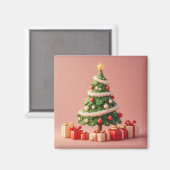 Aimant Petit sapin de Noël décoré avec des cadeaux (Recto/Verso)