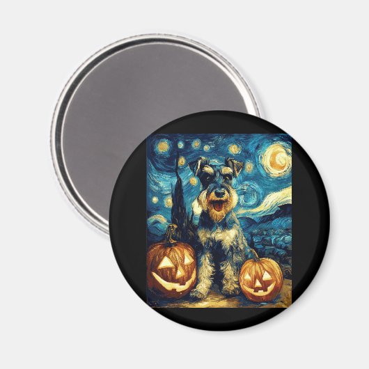 Aimant Petit Schnauzer Chien Halloween Jack O Lant (Recto/Verso)