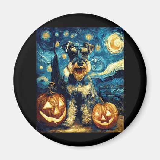 Aimant Petit Schnauzer Chien Halloween Jack O Lant (Devant)