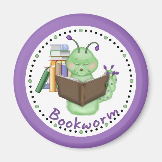 Aimant Petit ver de livre vert (Devant)