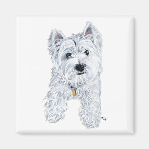 Aimant Petit Westie curieux