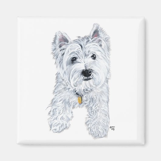 Aimant Petit Westie curieux (Devant)