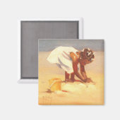 Aimant Petite fille africaine sur la plage (Recto/Verso)
