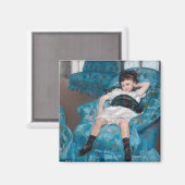 Aimant Petite fille dans un fauteuil bleu, Cassatt (Recto/Verso)