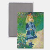 Aimant Petite fille en bleu Renoir avec canne à eau (Recto/Verso)