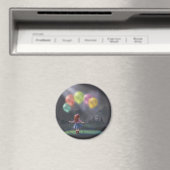 Aimant Petite fille mignonne avec des ballons (In Situ (Lave-vaisselle))