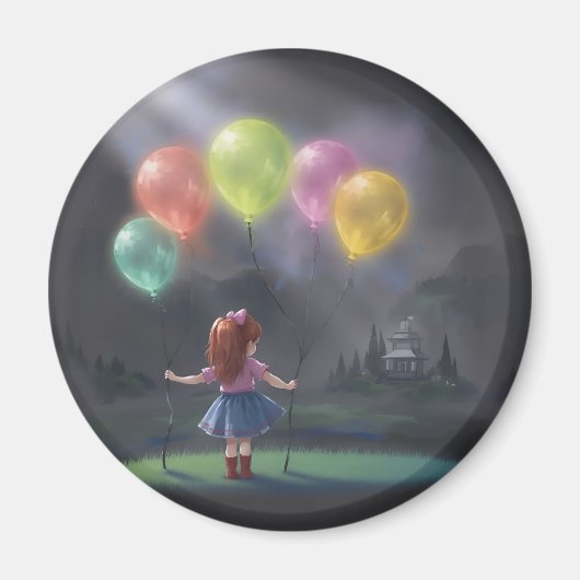 Aimant Petite fille mignonne avec des ballons (Devant)