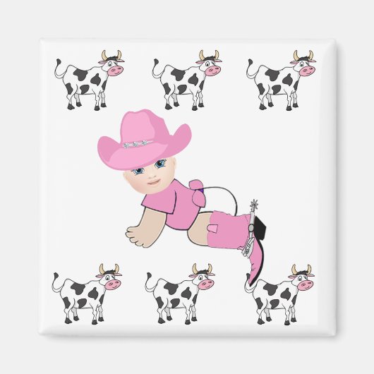 Aimant Petite fille Occidentale Aux Vaches Potées (Devant)