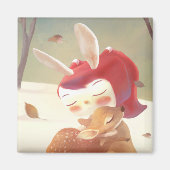 Aimant Petite fille qui serre des cerfs (Devant)