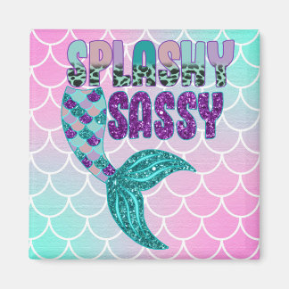 Aimant Petite fille Splashy rose violet vert de sirène Qu