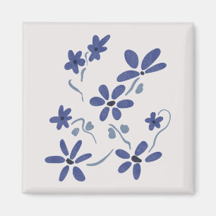 Aimant Petite Fleurs Romantiques Bleues