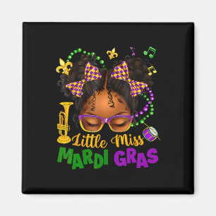 Aimant Petite Mademoiselle Mardi Gras Afro Chignon Fillet