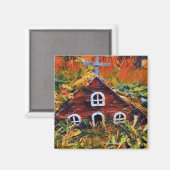 Aimant Petite maison de fée rouge (Recto/Verso)