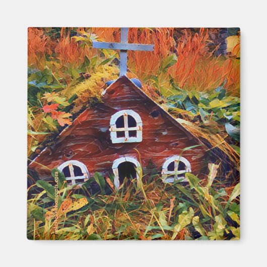 Aimant Petite maison de fée rouge (Devant)