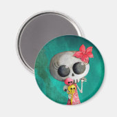 Aimant Petite Miss Mort avec crème glacée Halloween (Recto/Verso)