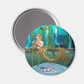 Aimant Petite Sirène avec Fleur d'Anémone (Recto/Verso)