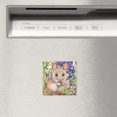 Aimant Petite souris et fleurs violettes (In Situ (Lave-vaisselle))