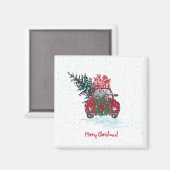 Aimant Petite voiture de Noël rouge (Recto/Verso)