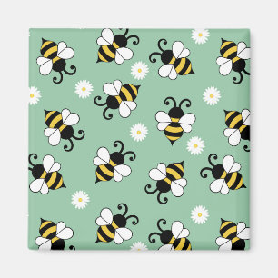 Aimant Petites abeilles mignonnes et fleurs marguerites m