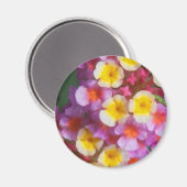 Aimant Petites fleurs tropicales roses et violettes jaune (Recto/Verso)
