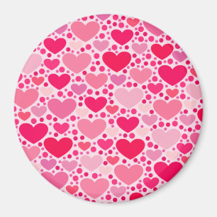 Aimant Petits Cœurs Grand Cœur sur Rose Pink