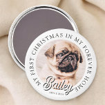 Aimant Pet's My First Christmas In Forever Home Modern<br><div class="desc">Design est composé de typographie moderne avec sans serif et serif police. Ajoutez une photo personnalisée de l'animal de compagnie adopté et de l'année.</div>