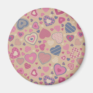 Aimant Peu de rose de beige de motif de coeur