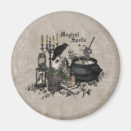 Aimant PEU DE TÉMOINS vintages D'Halloween (Devant)