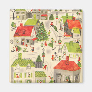 Aimant Peu de village de Noël