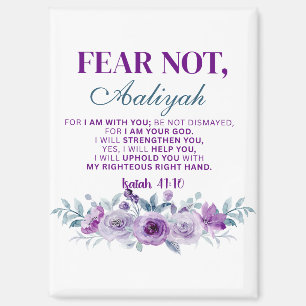 Aimant Peur Personnalisée Non Esaïe 41:10 Fleur Violet