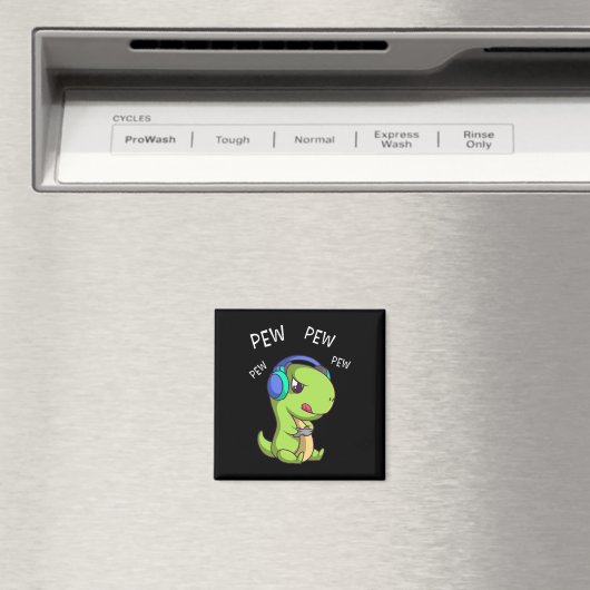 Aimant Pew Pew Pew Pew Cute T-rex Dinosaur jeu vidéo (In Situ (Lave-vaisselle))