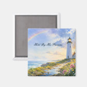 Aimant Phare Arc-en-Ciel Aquarelle Côtière (Recto/Verso)
