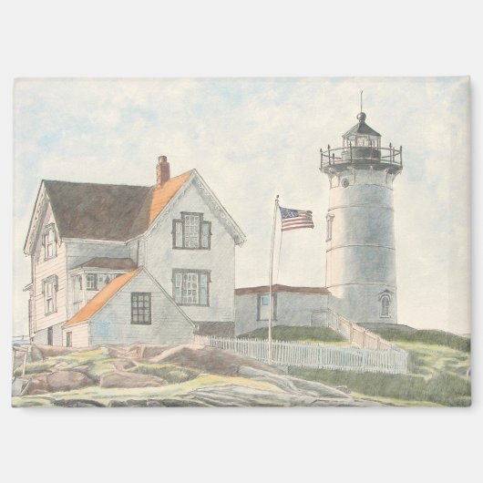 Aimant Phare de Cape Neddick Aquarelle (Recto)