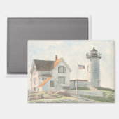 Aimant Phare de Cape Neddick Aquarelle (Recto/Verso)