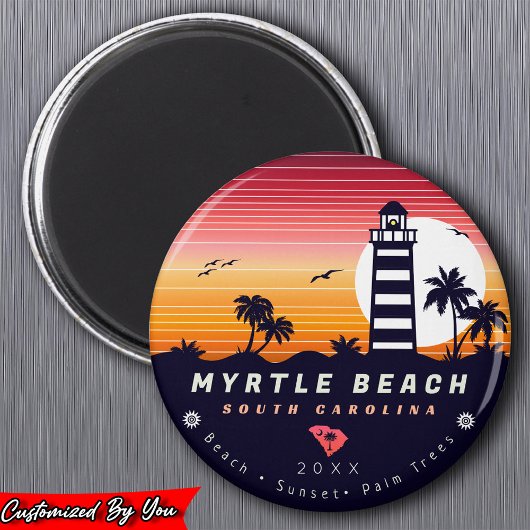Aimant Phare de Myrtle Beach SC Retro Sunset Souvenirs