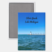 Aimant Phare de Silver Beach - Lac Michigan (Recto/Verso)